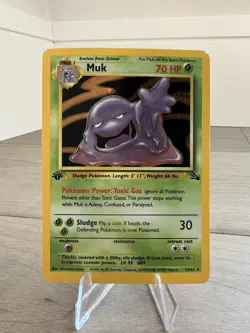 Pokemon TCG 1st edition Muk Fossil 13/62 Holo Rare (Holo Bleed) Read - Image 1