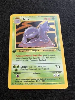 Pokemon TCG 1st edition Muk Fossil 13/62 Holo Rare (Holo Bleed) Read - Image 3