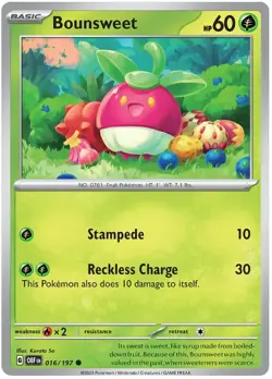 Bounsweet 016/197 Common Obsidian Flames Pokemon TCG - Image 1