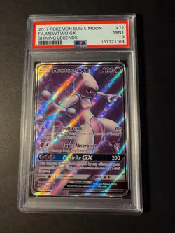 2017 Pokemon Shining Legends Mewtwo GX Full Art #72 PSA 9 Mint - Image 1