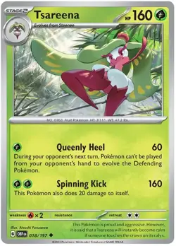 Tsareena 018/197 Uncommon Obsidian Flames Pokemon TCG - Image 1