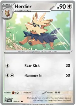 Herdier 171/197 Common Obsidian Flames Pokemon TCG - Image 1