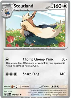 Stoutland 172/197 Uncommon Obsidian Flames Pokemon TCG - Image 1