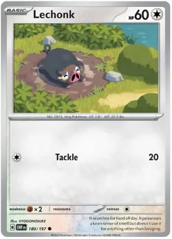Lechonk 180/197 Common Obsidian Flames Pokemon TCG - Image 1