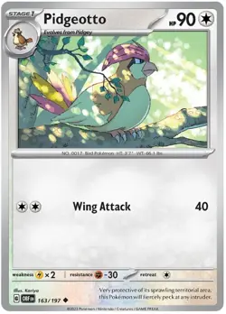 Pidgeotto 163/197 Uncommon Obsidian Flames Pokemon TCG - Image 1