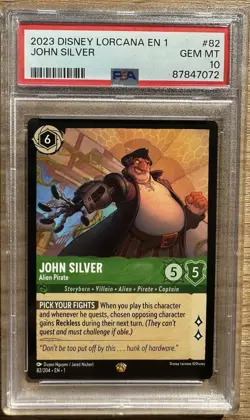 Disney Lorcana JOHN SILVER Alien Pirate PSA 10 First Chapter #82/204 - Image 1