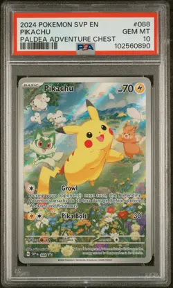 2024 POKEMON SVP EN-SV BLACK STAR PROMO PALDEA ADVENTURE CHEST PIKACHU PSA 10 - Image 1