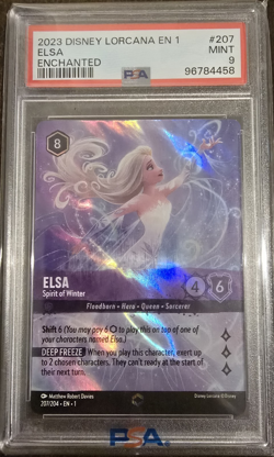 Disney Lorcana 2023 First Chapter Elsa Spirit of Winter 207/204 Enchanted PSA 9 - Image 1