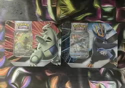 Pokemon Evolving Skies Tyranitar and Empoleon V Striker Sealed Tins. Lot of 2 - Image 1
