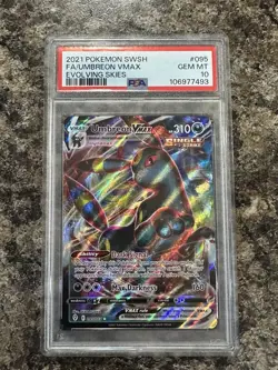 2021 POKEMON SWSH FA/UMBREON VMAX EVOLVING SKIES #095 GEM MT 10 - Image 1
