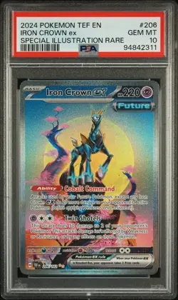 Pokemon PSA 10 Iron Crown 206/162 Secret Illustration Rare ex Temporal Forces - Image 1