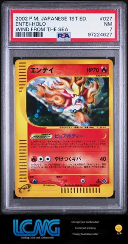 2002 Pokemon Japanese Wind From The Sea #027 Entei Holo PSA 7 - Image 1