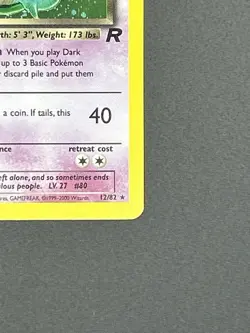 NM 1st Edition Dark Slowbro Holo Pokemon 2000 Rocket 12/82 - Image 5