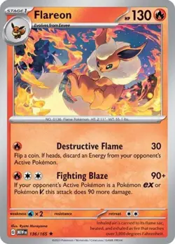 Flareon 136/165 Holo Rare Pokemon 151 - Image 1
