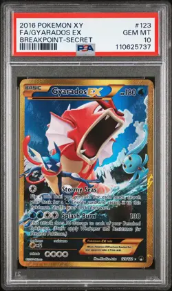 2016 POKEMON XY BREAKPOINT SECRET #123 FULL ART/GYARADOS EX PSA 10 - Image 1