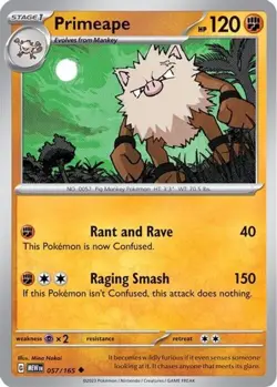 Primeape 057/165 Uncommon Pokemon 151 English - Image 1