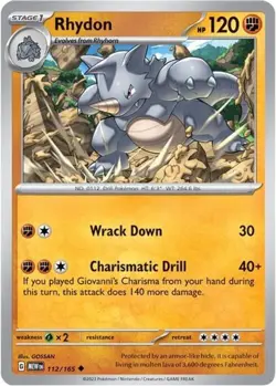 Rhydon 112/165 Uncommon Pokemon 151 English - Image 1