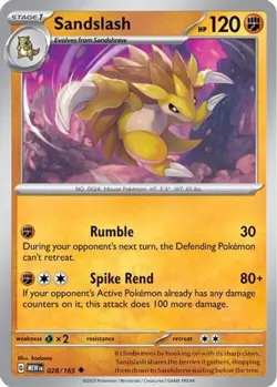 Sandslash 028/165 Uncommon Pokemon 151 English - Image 1