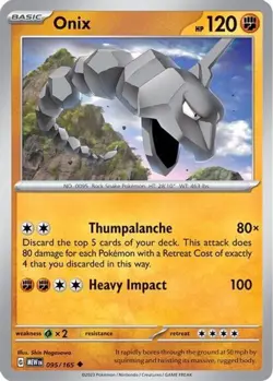 Onix 095/165 Uncommon Pokemon 151 English - Image 1