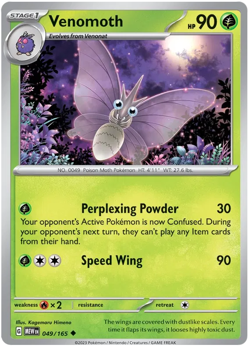 Venomoth 049/165 Uncommon Pokemon 151 English - Image 1