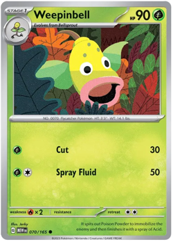Weepinbell 070/165 Common Pokemon 151 English - Image 1