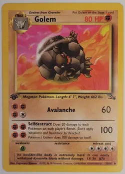 Pokemon TCG - Golem 36/62 MP 1st Edition - Fossil - Uncommon - Image 1