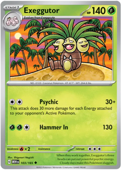 Exeggutor 103/165 Uncommon Pokemon 151 English - Image 1