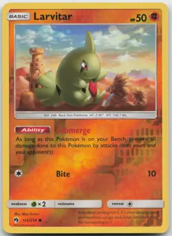 Larvitar 114/214 Common Lost Thunder Pokemon Reverse Holo Near Mint - Image 1