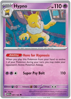 Hypno 097/165 Uncommon Pokemon 151 English - Image 1