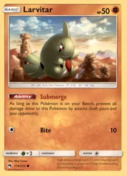 LARVITAR 114/214 COMMON LOST THUNDER POKEMON NEAR MINT - Image 1