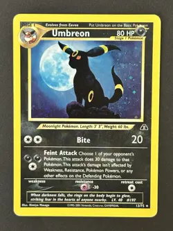 Umbreon 13/75 Neo Discovery Holo SWIRL Pokemon - Image 1