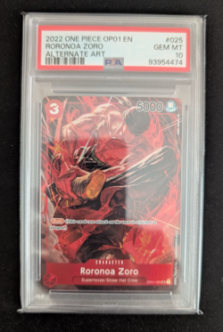 2022 ONE PIECE OP01-ROMANCE DAWN #025 ALTERNATE ART RORONOA ZORO PSA 10 - Image 1