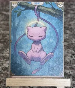Pokemon Fan Art! “Hanging Mew” Non TCG Collectible Trading Card - Image 1