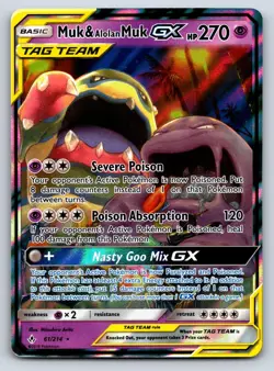 Muk & Alolan Muk GX 61/214 Holo GX Rare Unbroken Bonds Pokemon Near Mint - Image 1