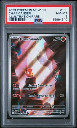 2023 POKEMON MEW EN-151 ILLUSTRATION RARE #168 CHARMANDER PSA 8 - Image 1