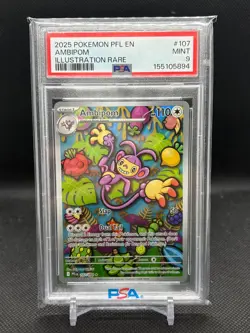 2025 POKEMON PFL EN-PHANTASMAL FLAMES ILLUSTRATION RARE #107 AMBIPOM PSA 9 - Image 1