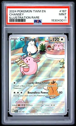 2024 POKEMON TWM EN-TWILIGHT MASQUERADE ILLUSTRATION RARE #187 CHANSEY PSA 9 - Image 1