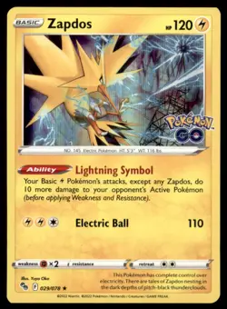 2022 Sword & Shield - Pokemon GO Zapdos Holo #29 - Image 1