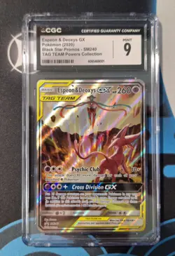 CGC 9 Espeon & Deoxys GX Tag Team Alt Art Promo SM240 Pokemon Card psa - Image 1