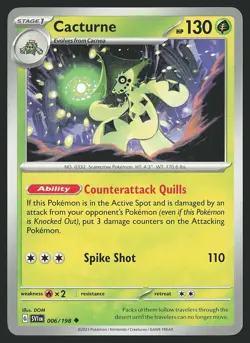 SV01: Scarlet & Violet Base Set Cacturne #006/198 Uncommon Pokemon Card - Image 1