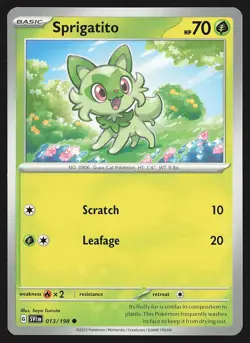 SV01: Scarlet & Violet Base Set Sprigatito #013/198 Common Pokemon Card - Image 1
