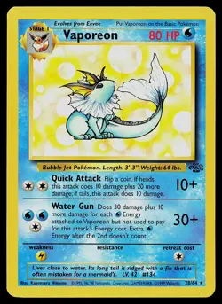 Pokemon Card - Vaporeon Jungle 28/64 Rare - Image 1