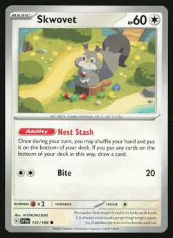 SV01: Scarlet & Violet Base Set Skwovet #151/198 Common Pokemon Card - Image 1