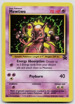 Mewtwo 14 Wizards Black Star Promos Pokemon MP crease - Image 1