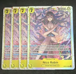 Playset Bandai One Piece TCG Nico Robin EB03-055 SR Yellow English x4 - Image 1