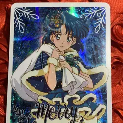 SAILOR MERCURY MIZUNO AMI Sailor Moon Holo Merry Christmas Anime Card - Image 2