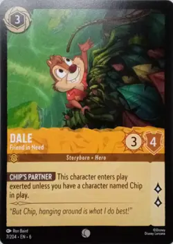 7/204 DALE FRIEND IN NEED AZURITE SEA COMMON DISNEY LORCANA CARD - Image 1