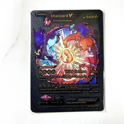 Pokemon Charizard V Black Foil Holo Textured Fan Art Card Nintendo - Image 1