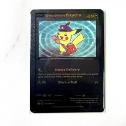 Pokemon Special Delivery Pikachu Black Foil Holo Textured Fan Art Card Nintendo - Image 1
