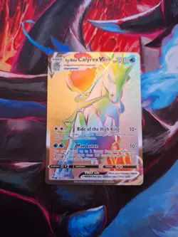 Pokemon TCG Ice Rider Calyrex VMAX Holo Rainbow Rare Card 202/198 Chilling Reign - Image 1